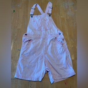 Little girls H&M pink denim short overalls